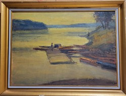 Chiovini Ferenc: Tiszai stég, 80x60 cm