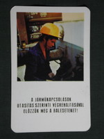 Kártyanaptár,MÁV vasút,munka balesetmegelőzés, pályamunkás,kocsi kapcsolás, 1981,  (8)