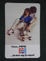 Kártyanaptár,PEPSI üdítőital,Pécs Sörgyár,férfi női modell, 1981,  (8)