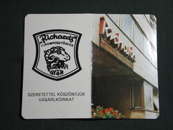 Kártyanaptár,Richards finomposztógyár,Budapest,Szekszárd,Pápa,Kapuvár,Győr, 1981,  (8)