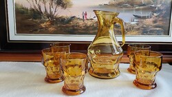 Vintage borostyán színű üveg készlet,Italian Enesco