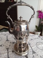1910-es szecessziós Gerhardi & Co ezüstözött spiritusz égős  billenős teafőző, gyönyörű kivitelben!