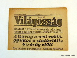 1948 január 11  /  VILÁGOSSÁG  /  SZÜLETÉSNAPRA RÉGI EREDETI ÚJSÁG Ssz.:  6795