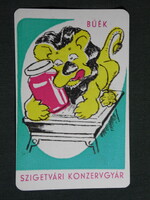 Kártyanaptár,Szigetvár konzervgyár,grafikai rajzos,oroszlán, 1981,  (8)