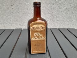 1945 előtti Flip de Chocolat Unikum Likőrgyár Dréher Kőbánya antik ritka üveg eredeti címkével
