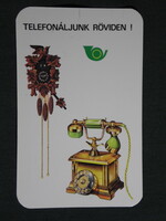 Kártyanaptár,Pécs Postaigazgatóság,grafikai,telefon,kakukkosóra, 1981,  (8)