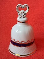 Hibátlan Hollóházi kék rózsa mintás porcelán csengő