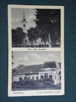 Képeslap,Szentlőrinc,mozaik,róm. kat. templom,Eszterházy kastély látkép,részlet,Barasits Bp., 1942-