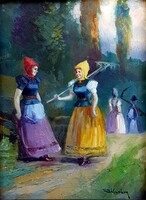 Burchard Bélaváry István: Hazafelé, cca.: 1895 - Minőségi festmény elérhető áron!