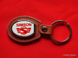 SIMSON OVÁLIS FÉM KULCSTARTÓ BŐR ALAPON