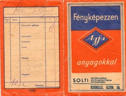 Tasak, zacskó: Agfa FOTÓ Kiskunhalas.Solti.