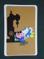 Kártyanaptár,SZOT munkavédelmi osztály,grafikai rajzos,humoros,baleset,védőezköz,1982,  (8)