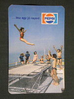 Kártyanaptár,PEPSI üdítőital,Pécs Sörgyár,férfi női modell, 1982,  (8)