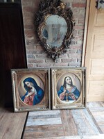 Biedermeier képek antik keretben 1800 körül  85 x 72 cm ár 2 db ra vonatkozik!