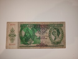 10 pengő 1936 nyilaskereszt felülbélyegzéssel
