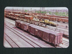Kártyanaptár,MÁV vasút,szállítás,rendező pályaudvar,vagon,tartálykocsi,1982,  (8)
