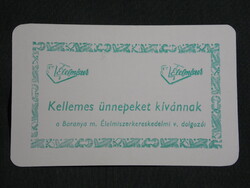 Kártyanaptár,Baranya élelmiszer vállalat,Pécs,Szigetvár,Orfű,Hidas,Szászvár,üzletek, 1982,  (8)