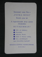 Kártyanaptár,Zsóka módi divat butik,Komló piac tér, 1982,  (8)