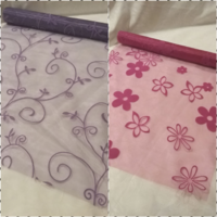 ORGANZA ASZTALKÖZÉP, BÁRSONYOS MINTÁVAL 200 CM X 35 CM ÚJ!!!