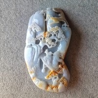 Later Qing Dynasty Chinese yellow jade sculpture ornament, Pine forest friend visiting scene, Fine o