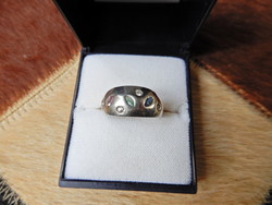 Régi ezüst gyűrű rubin és smaragd kövekkel