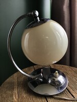 Régi Art Deco - Bauhaus üvegburás krómozott asztali lámpa 1930-ból