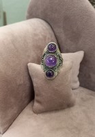 Indonéz Ezüst Gyűrű Ametiszt Kövekkel