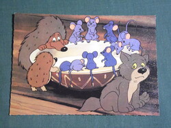 Képeslap,MOKÉP,mozi,Pannónia filmstúdió,Szaffi rajzfilm,grafikai rajzos, 1985