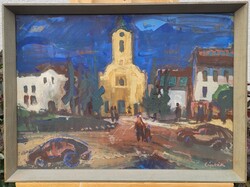 Lipták Pál (1922 - 2007) - "A Templom Árnyékában" utcakép