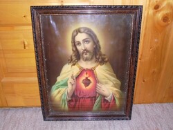 Jézus szíve antik keretezett fali kép