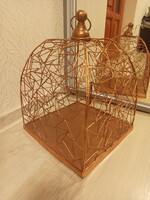 Réz színű,dísz madárkalitka,különleges, geometrikus mintával.