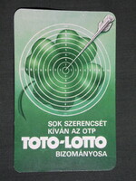 Kártyanaptár,Totó Lottó szerencsejáték,grafikai,céltábla,lóhere, 1983,  (8)