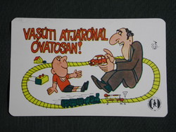 Kártyanaptár,Közlekedésbiztonsági tanács, grafikai rajzos, baleset megelőzés,kisvasút,1983,  (8)
