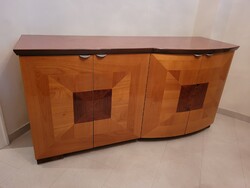 High-gloss Art Deco Style Italian Modern Sideboard with Curved Doors, 167 cm