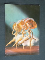 Képeslap,Foky Ottó,bábfigura,bábfilm részlet,táncdalfesztivál,táncosnő,balerína,1965-