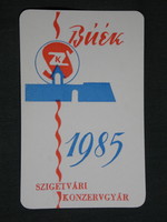 Kártyanaptár,Szigetvár konzervgyár,grafikai rajzos,1985,  (8)