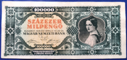 Nyomdahibás! Százezer  Milpengő 1946, EF. Ferde nyomat, alcsony sorszám.