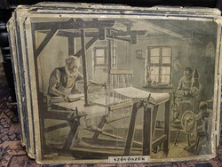 Szövőszék használatát bemutató iskolai szemléltető tabló, 1900-as évek eleje Eschner féle falikép
