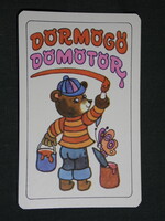 Kártyanaptár,Dörmögő Dömötör ifjúsági újság magazin,grafika rajzos,medve, 1984,  (8)
