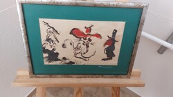 (K) Szignózott absztrakt festmény (Tóth Nándor?)  40x29 cm kerettel