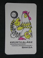 Kártyanaptár,Ezüstkalász TSZ Baksa,grafikai,csirke, 1984,  (8)