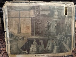 Harangöntő szakmát bemutató iskolai szemléltető tabló, 1900-as évek eleje Eschner féle falikép,