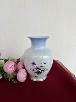 Hollóházi ibolyás  porcelán virágos  gyönyörű váza  midcentury modern lakásdekoráció