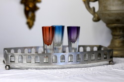 Art Deco ezüstözött tálca, eredeti, hibátlan, vastag üveg betétjével