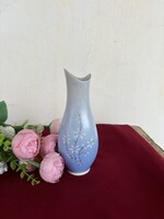 Hollóházi kék virágos  porcelán gyönyörű váza  midcentury modern lakásdekoráció