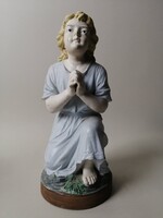 Antique biscuit porcelain statue - praying girl