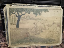 Szántóföldi munkát bemutató iskolai szemléltető tabló, 1900-as évek eleje Eschner féle falikép