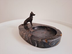 Márvány Névjegykártyatartó Bronz Kutyussal