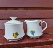 Gyönyörű Alföldi porcelán gyümölcsös  gyümölcs mintás cukortartó és tejszínkiöntő