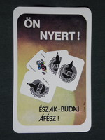 Kártyanaptár,Észak Budai ÁFÉSZ áruház,grafikai,rajzos,Joker, 1985,  (8)